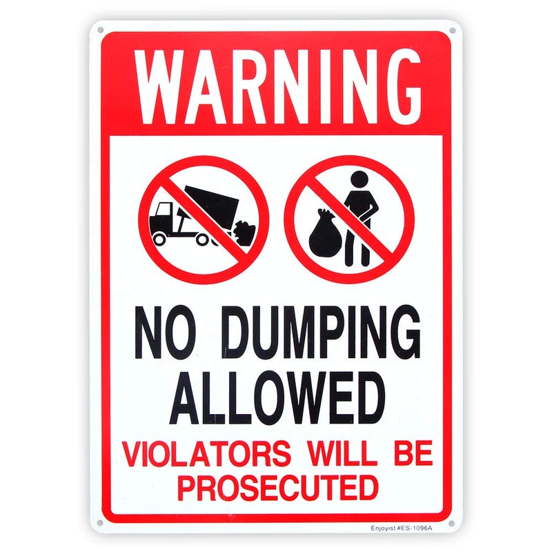 Enjoyist No Dumping Allowed - Violators will be Prosecuted Sign, 14"x 10" .04" Aluminum Reflective Sign Rust Free Aluminum-UV Protected and Weatherproof - Image 1